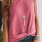 Red Twist Knot Waffle Knit Tank Top