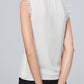 White Solid Color V Neck Frill Trim Tank Top