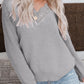 Lace Collar V Neck Ribbed Sweater