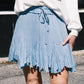 Blue Korean High Waist Tutu Pleated Mini Skirt