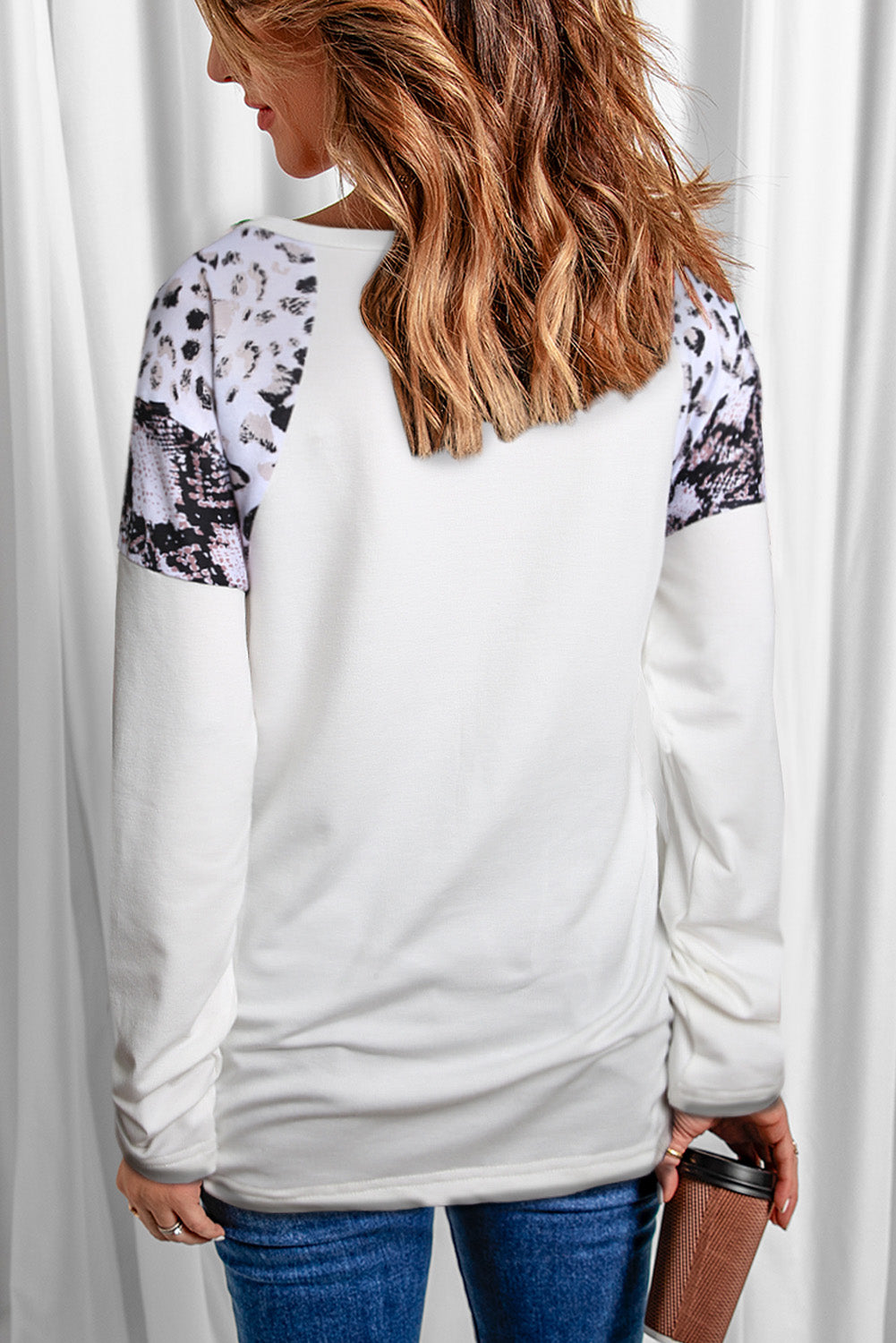 Long Sleeve Top With Leopard Snakeskin Print