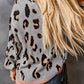 V-neck Leopard Print Puff Sleeve Sweater