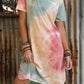 Multicolor Tie Dye Oversized Slit Tee Dress