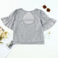Gray Ruffled Sleeves Sequin Blouse