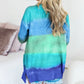 Rainbow Ombre Buttoned Cardigan with Pockets