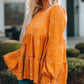 Floral Print Ruffle Long Sleeve Tunic Top