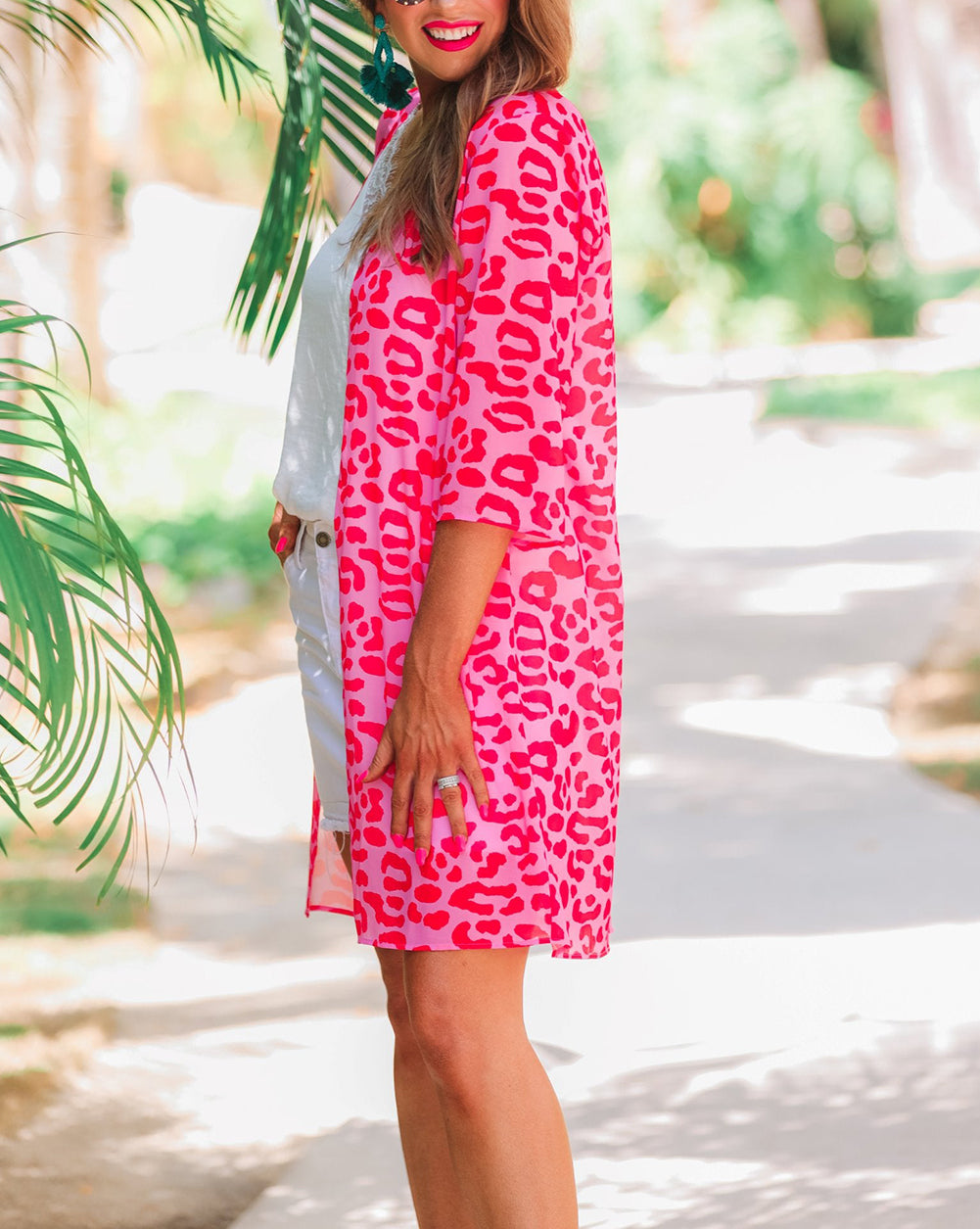 Leopard Sheer Print Long Kimono