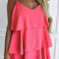 Rose Ruffle Tiered Spaghetti Strap Tank Top