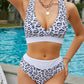 White Leopard Print Criss Cross Bikini Set