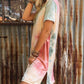Multicolor Tie Dye Oversized Slit Tee Dress