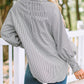 Smocked Cuffed Striped Boyfriend Shirt with Pocket