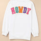 White HOWDY Letter Color Block Print Oversized Sweatshirt