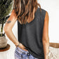 Gray Solid Color Crew Neck Loose Tank Top