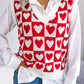 Checked Heart Pattern Sweater Vest