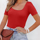 Square Neck Slim Fitted Casual Basic Top Blouses