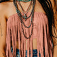Pink Tassel Drawstring Bandeau Crop Tank Top