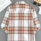 Khaki Plaid Print Buttoned Shirt Coat with Pocket