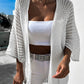 White Hollow-out Knit Kimono Lightweight Cardigan