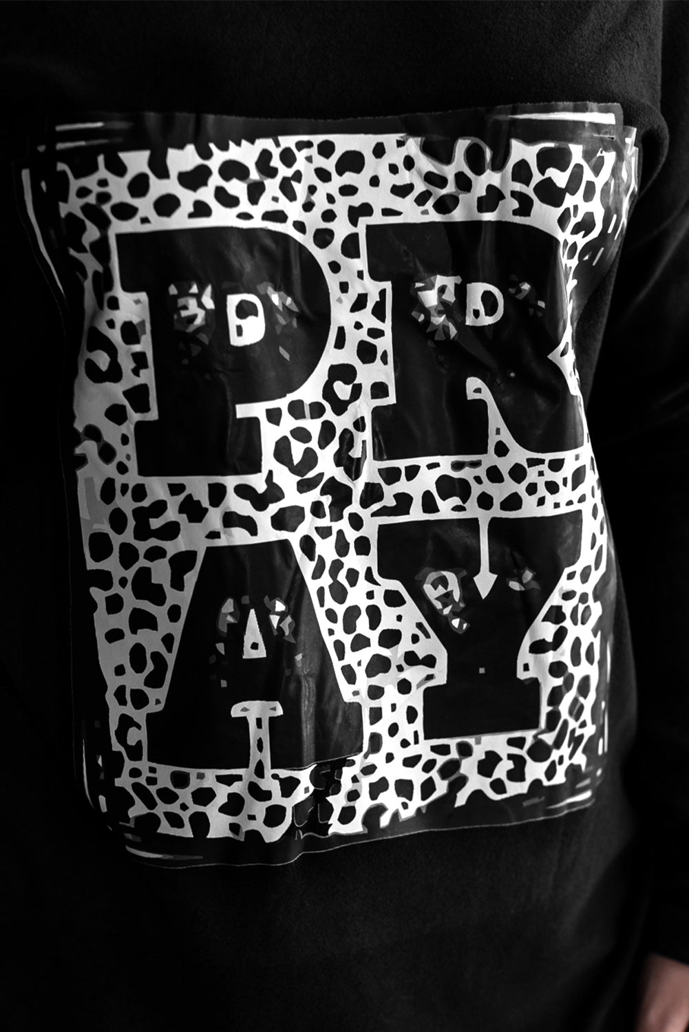Leopard PRAY Graphic Long Sleeve T Shirt