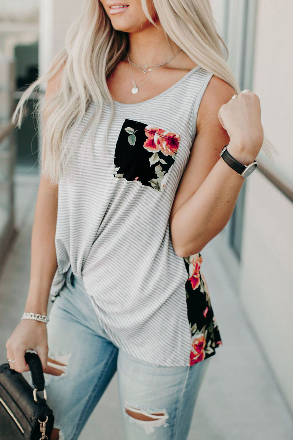 Floral & Stripe Tank Top