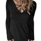 Crisscross V Neck Long Sleeve Top