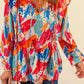 Paint Print Ruffled Detail Loose Blouse