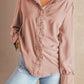 Solid Color Lace Frilled Trims Long Sleeve Shirt