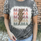 Gray MAMA Lightning Leopard Bleached Print Graphic T Shirt