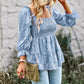 French square collar peplum top