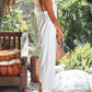 White Frilled Spaghetti Strap Wide Leg Jumpsuit