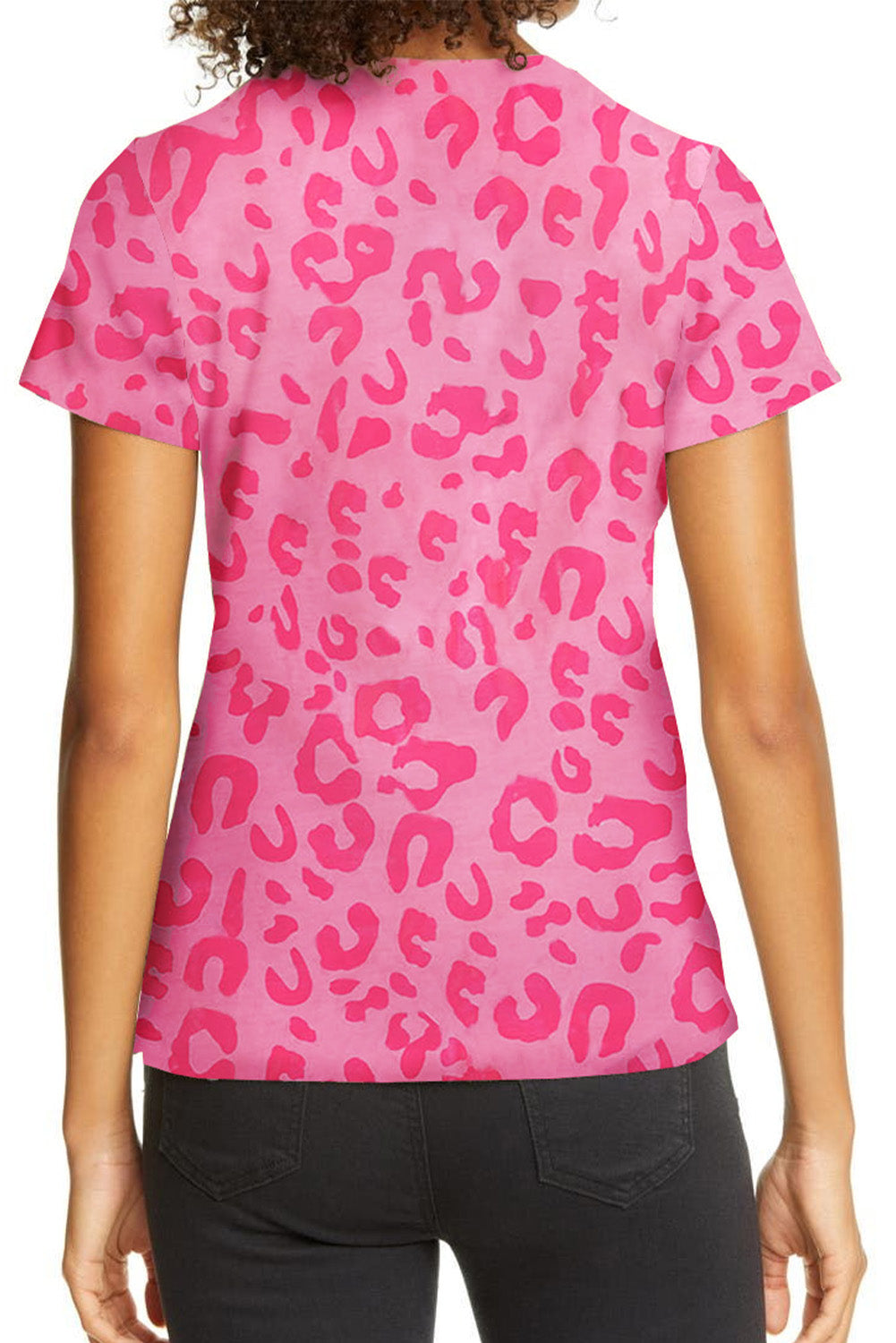 Leopard Print Crew Neck Short Sleeve T Shirt