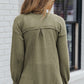 Waffle Knit Split Neck Pocketed Loose Top