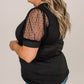 Black Dotty Mesh Splicing Bubble Sleeve Plus Size Top