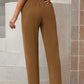 Drawstring Elastic Waist Pockets Long Straight Legs Pants
