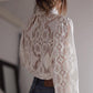 White Lace Crochet See-through Scalloped High Neck Top