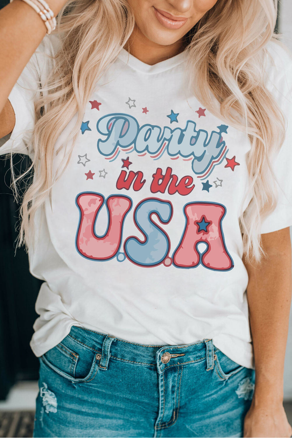 White Party In The USA Graphic Print T Shirt