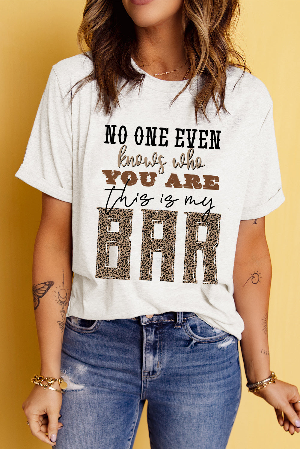 White This is my BAR Slogan Graphic T Shirt