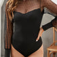 Polka Dot Mesh Splicing Long Sleeve Bodysuit
