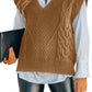 V-Neck Twist Knitted Vest Sweater