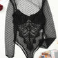Black Long Sleeve Mesh Lace Bralette Bodysuit