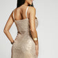 Apricot Tulip Wrap Short Sequined Slip Dress