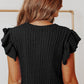 Black Ruffle Sleeve Cable Knit Top