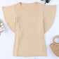 Apricot Ruffled Ribbed Knit Loose Top
