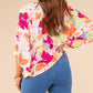 Multicolor Floral Print Cowl Neck Plus Size Blouse
