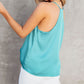 Sky Blue Spaghetti Straps Satin Tank Top