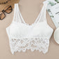 White Floral Lace Mesh Crochet Wide Strap V Neck Bralette