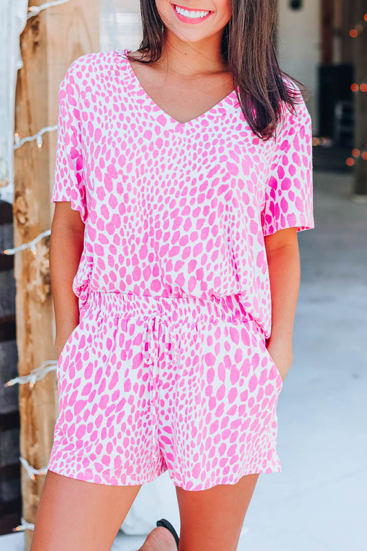 Pink Panther Spots Print Short Lounge Set