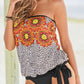 Floral Leopard Pattern Strapless Tankini Set