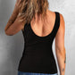 Black Lace V Neck Ribbed Tank Top