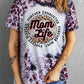 Pink Mom Life Slogan Leopard Bleached Print Graphic Tee